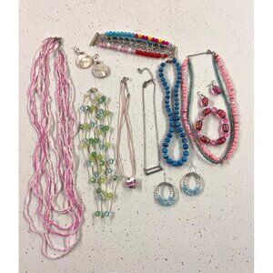 Colorful Vintage Jewelry Set Of 10 Pieces